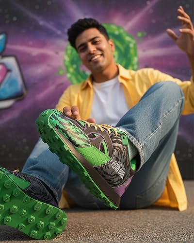 Image of Bacca Bucci x Rick & Morty Official Licensed inchFear Hole inch Sneakers | Printed Lace-Up Casual Shoes | Chunky Grip Sole