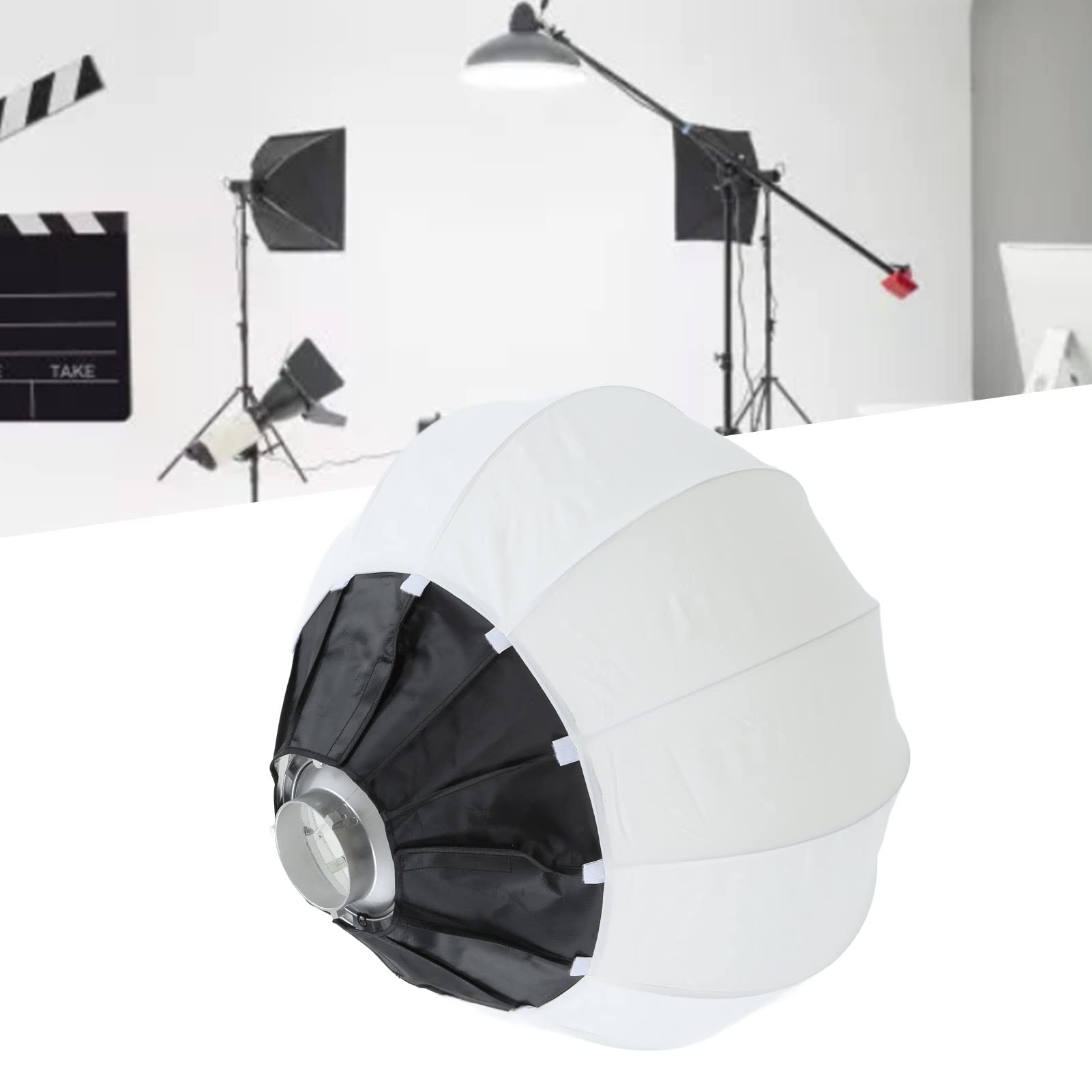 Denash Składana Latarnia Softbox do Mocowania Bowensa 360° Miękkie Oświetlenie Fotograficzne Softbox Sferyczny Przenośne Oświetlenie Miękkie Pudełko z ramą ze Stopu Aluminium do T (65cm)