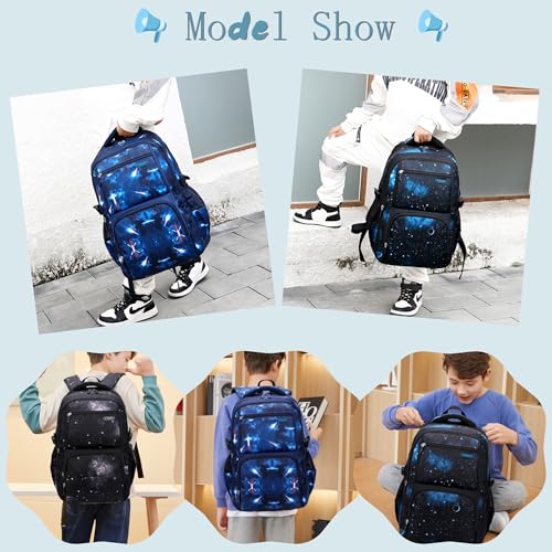 Image of Galaxy-Print School-Bag Backpack for Boys Middle-School Elementary Bookbag
