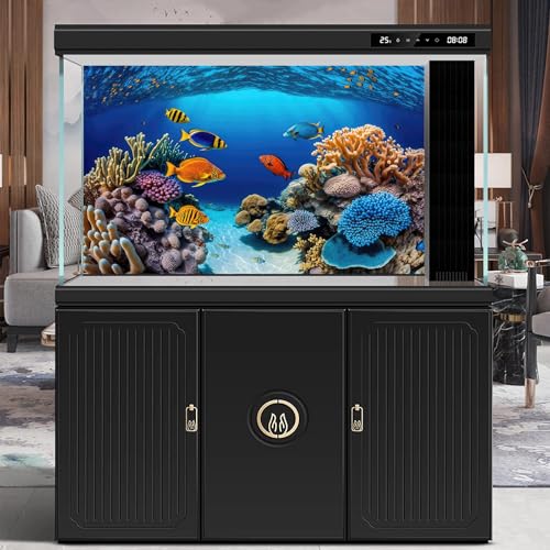 Image of Underwater Tropical Coral Reef Aquarium Background Ocean Floor Fish Tank Backdrop Aquatic Plant Fish Landscape Terrarium Background Decorations Underwater World Theme Aquarium Poster Decor 30x12in