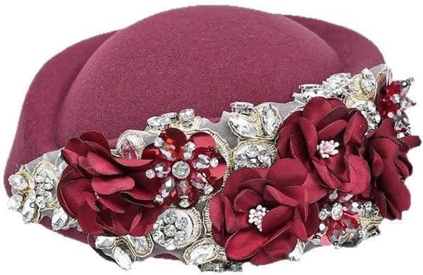 Retro British Handcrafted Flower Warm Hat Women's Wool Beret