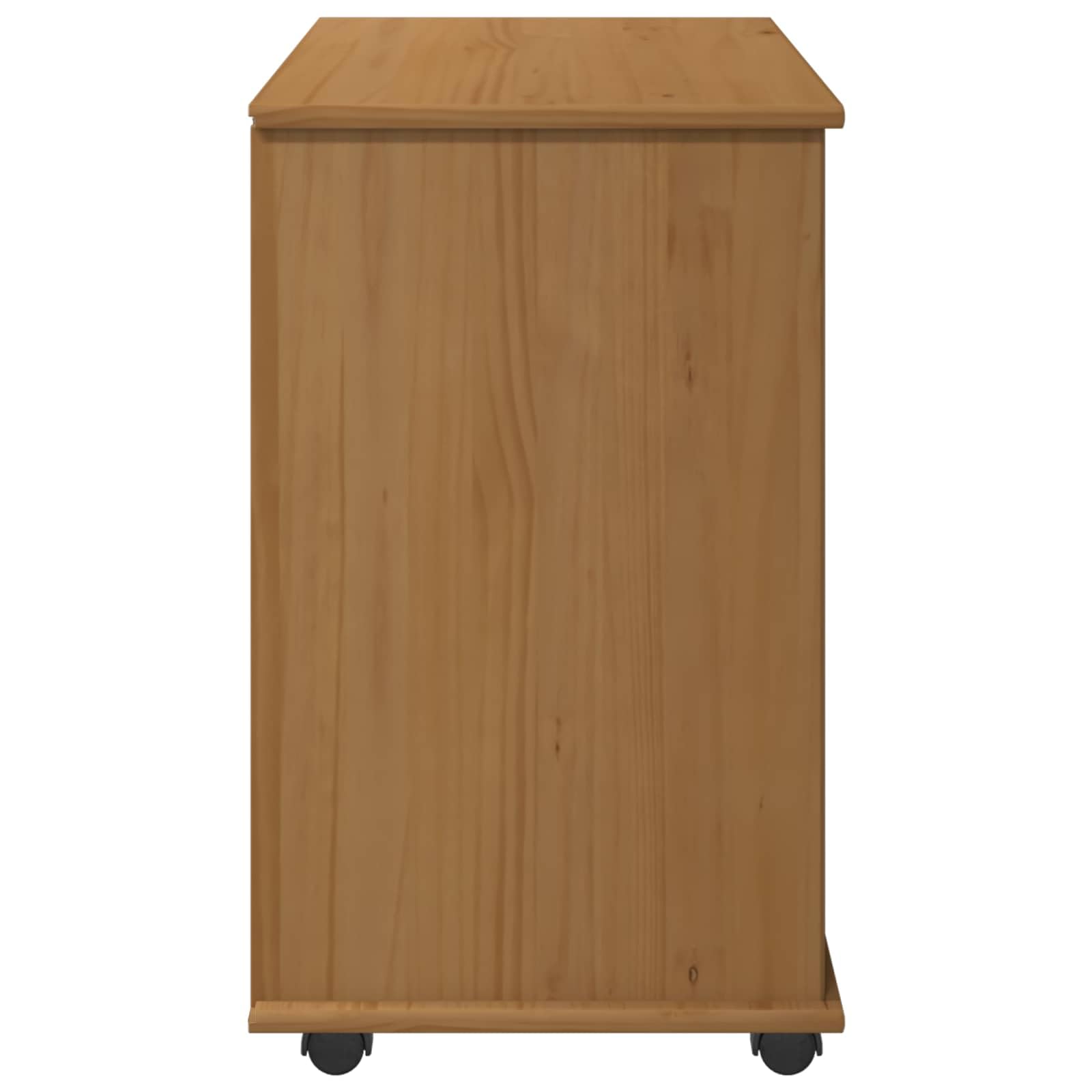 Hothingwell Szafka na kółkach z litego drewna sosnowego, brązowa, miodowa, 63,5 x 39 x 65,5 cm, szafka na kółkach z wbudowanymi półkami i uchwytami, minimalistyczny design do biura lub salonu