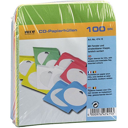 Preisvergleich Produktbild Beco 100 CD-Papierhüllen mit Fenster und Einsteckklapp