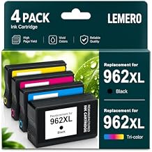 LEMERO Compatible 962XL Ink Cartridges Combo Pack High Yield Replacement for HP 962 962XL Ink Cartridges, Compatible for OfficeJet Pro 9015 9010 9025 9020 Printer, 4-Pack