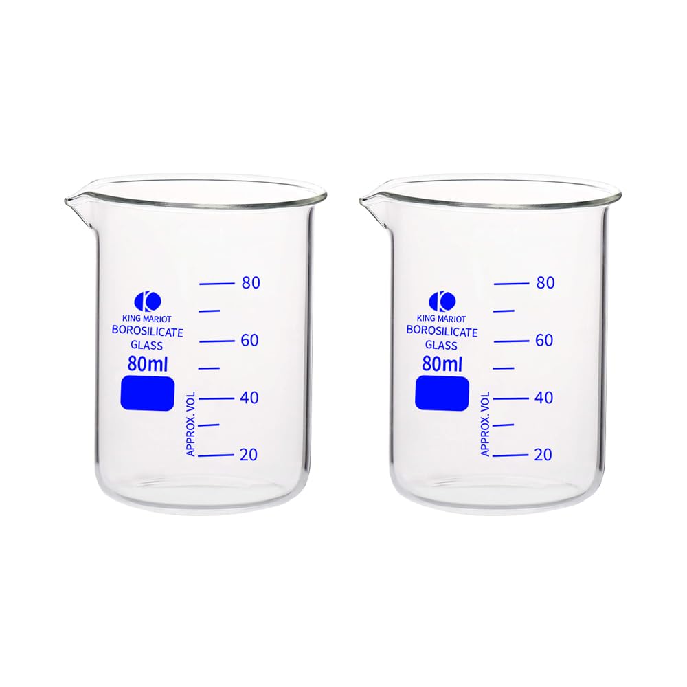 King Mariot 80ml Glass Beaker | Graduated Borosilicate 3.3 | High Temperature Resistance | Pour Spout (2)