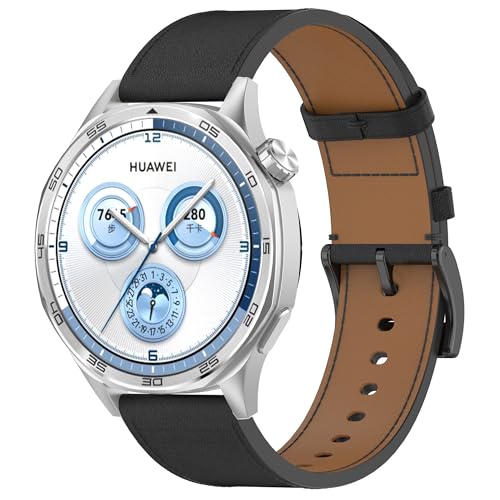 Maucoray Correa deportiva de repuesto de cuero para Huawei Watch GT5 Pro 42/46 mm, GT5 41/46 mm, GT4 41/46 mm, 46MM, Cuero, No es una piedra preciosa