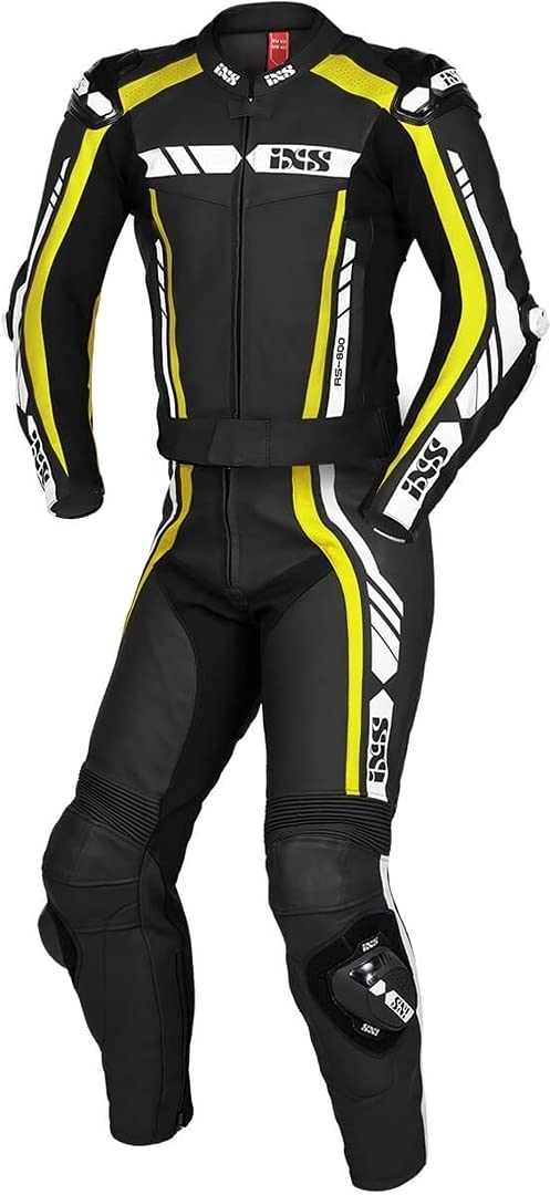 IXS Sport RS-800 1.0 Dwuczęściowy skórzany kombinezon motocyklowy, czarny/żółty/biały, 48