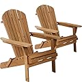 FDW Adirondack Chair Set of 2, Weather Resistant Patio Chairs with Pinewood Wooden Textured for Patio Lawn Garden Backyard Deck Pool Beach Fire Pit