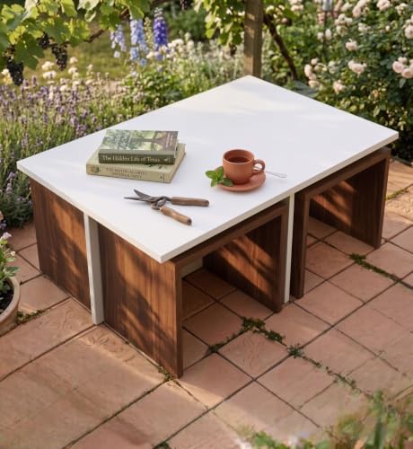 Image of Spyder Home Decore Nesting Coffee Table, Walnut & White