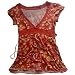 Babydoll Coquette Tops Women Teen Girls Y2k Fairy Grunge Short Sleeve Peplum Blouses Lace Trim Cottagecore Clothes (Orange,Medium)