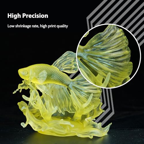 Image of 3D Printer Resin, 16K High Transparent Resin, High Precision & Clear 3D Printing Photopolymer Resin, 405nm Fast UV-Curing Resin for LCD /DLP /MSLA 3D Printer, Clear Yellow 1000g