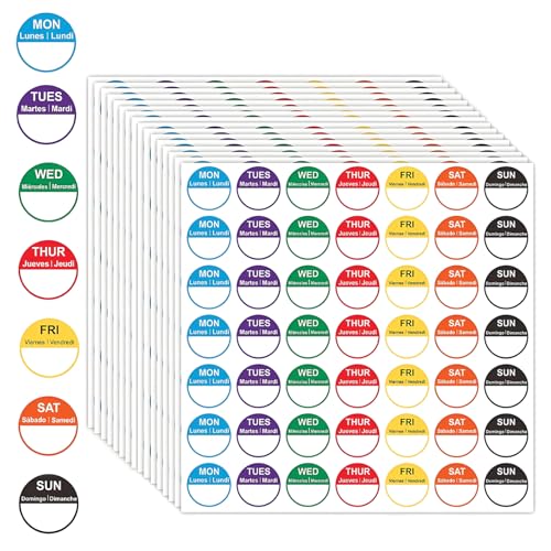 1470 Pcs Days of The Week Stickers Date Labels for Food