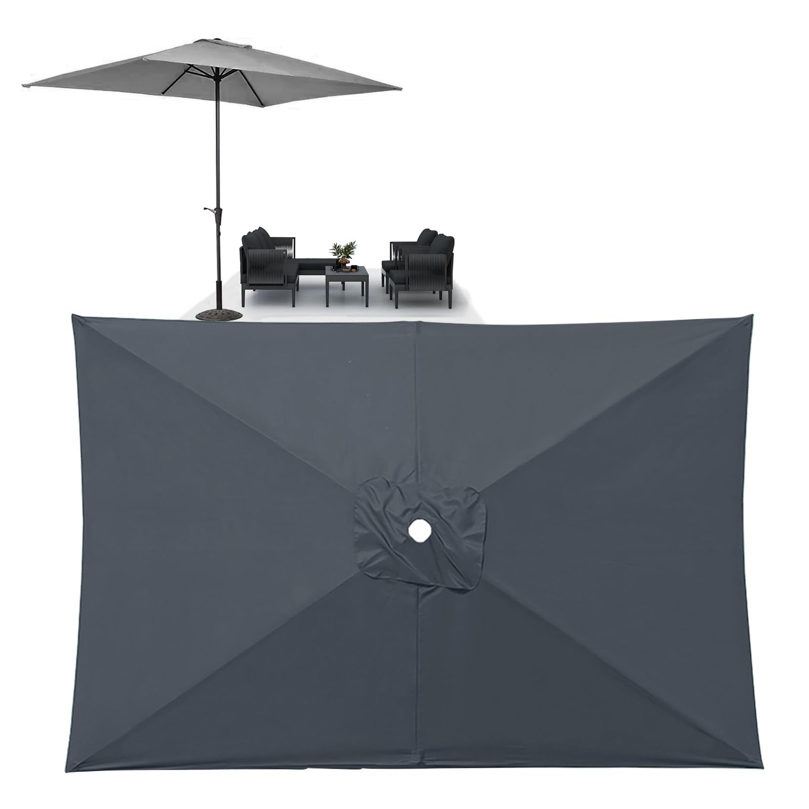 Copertura Di Ricambio Per Ombrellone Da Giardino Esterno, Telo Di Ricambio Per 2x2m 3x2m 3x3m Ombrellone, 6 Stecche, Impermeabile, Baldacchino Di Ricambio Ombrellone Spiaggia Piscina(Grays,3x2m)