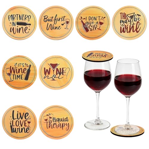 Mabor 8Pcs Wine Glass Covers Funny Wood Charcuterie Drink Glass Covers to Keep Bugs Out Water Toppers Protection Keeps Debris Out for Outdoor Party