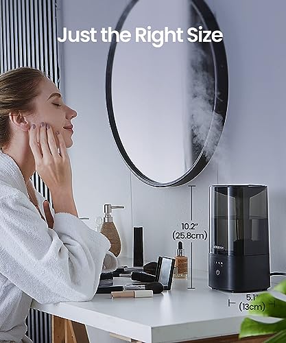 Image of ROSEKM Cool Mist Ultrasonic Humidifier, 2.0L Humidifiers for Bedroom and Baby Nursery, Small Quiet Air Humidifier, Ultrasonic, Auto Shut-Off, 360 Nozzle