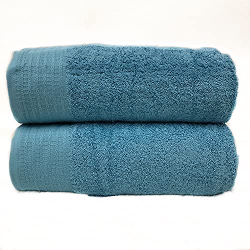 viceroy bedding Pair of JUMBO SKY BLUE Prestige 'Luxor' Egyptian Cotton Towels 650gsm Bath Sheets HUGE SIZE 180cm x 100cm Towel
