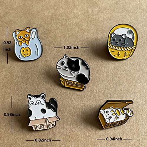 Cute Cat Enamel Brooch Pins Set Cartoon Animal Pins for Backpacks Badges Lapel Pins Accessory for Womens Girls Cat Lovers3