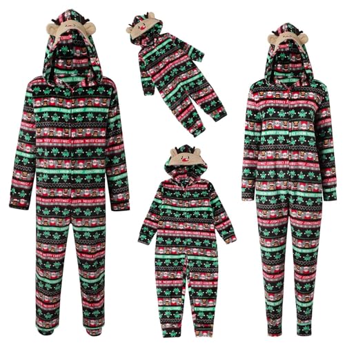 Family Christmas Pajamas Matching Sets,Xmas Tree Elk Deer Print Long Sleeves Onesie Sleepwear Pjs Holiday Jammies