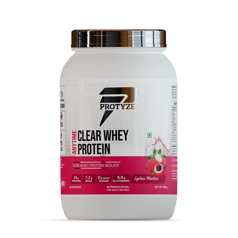 Anytime Clear Whey Protein Isolate 960gm | 24g Protein Per Scoop | Lychee Martini, 30 Servings | ISO & HACCP Certified | Lean Muscle Growth, Easy Digestion & Refreshing