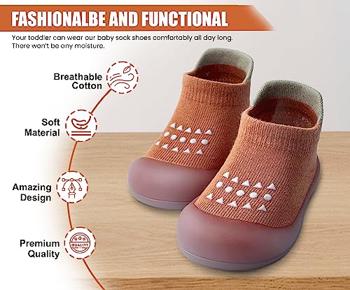 Image of Baby Sock Shoes Boys Girls First Walking Shoes Non-Slip Slippers Soft Sole Sneakers Toddler Infant Babygirl