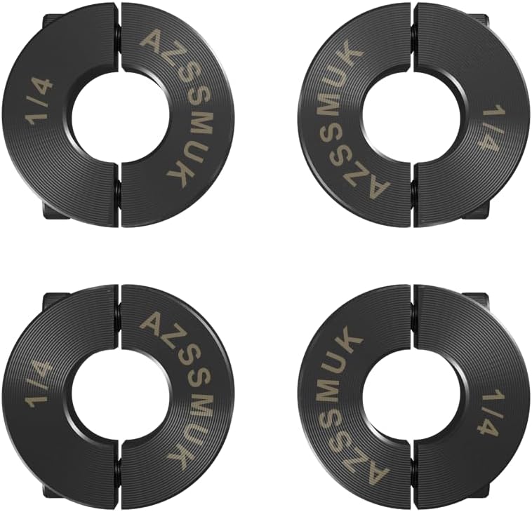 AZSSMUK Bore 1/4" Shaft Collar Double Split Axle Collar Clamp of Carbon Steel Set Screw,4-Pieces
