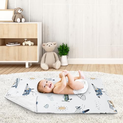 Image of Sweet Jojo Designs Vintage Airplane Boy Soft Baby Blanket Receiving Security Stroller Swaddle Toddler Newborn Infant Kids Travel Warm Minky Grey Green Blue White Yellow Airplanes Plane Transportation
