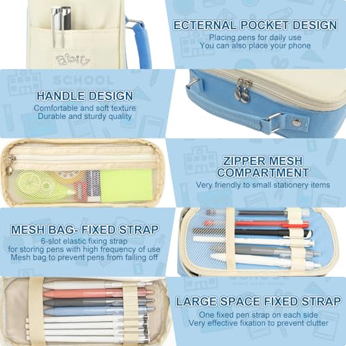 Qbily SCSBD01 Light Blue Pencil Case, Big Capacity Pencil Case, Office School College Large Capacity Pencil Case Pouch Bag thumb #4