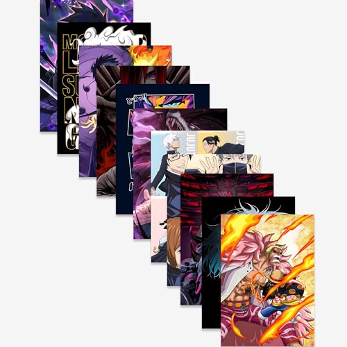 Image of Anime Posters, Set of 10 Mix Anime posters for wall, Self Adhesive, A4 Size |Posters For Gaming Room, Various characters