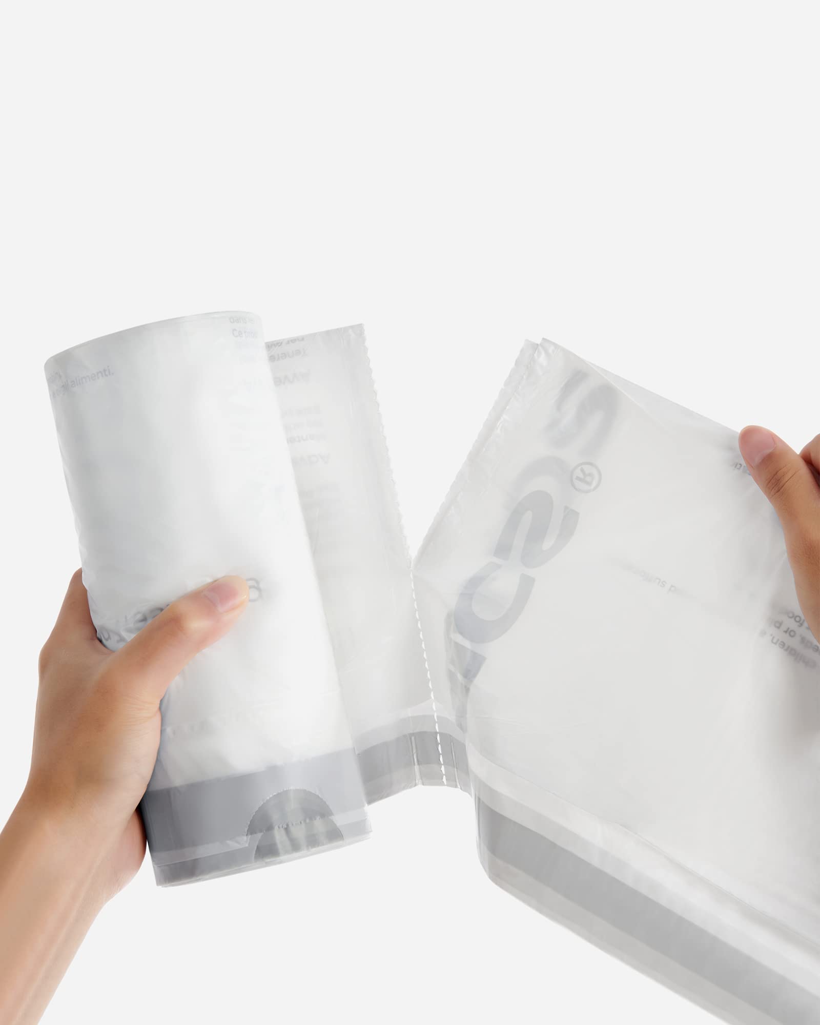 SONGMICS Torba na śmieci 8L, worki na śmieci do sortowania 3 wiaderek 8 l lub kosz na śmieci 5-8 l, kod torby 008A, 2 rolki, 90 toreb, wodoodporna, do kuchni, biała KRB008A02