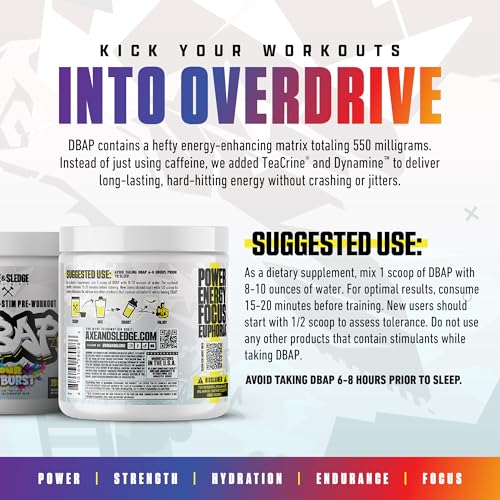 Image of DBAP Extreme High Stim Pre-Workout Powder | 400mg Caffeine | Beta Alanine, Betaine Anhydrous, Electrolytes & Focus | High Stimulant Pre Workout Supplement | 20 Servings,Sour Skyburst