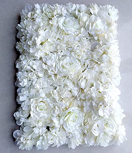Artificial and Dried Flower 40X60cm Artificial Silk Flower Wall Rose Hydrangea Peony 3DFlower Wall Decoration Wedding Stage Hotel Background Home Decoration - ( Color: White; Size: 40x60 cm )