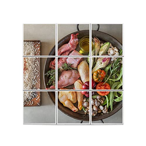 Carreaux céramique décoratifs haut de gamme de 15,2 cm illustrant l'art de la table paella
