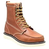 King Rocks Work Boots 8' Men's Moc Toe Wedge Comfortable Leather Boot for Work and Construction (11...