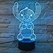 Cartoon Stitch Lampa 3D, nocna, akrylowa, panel USB, kabel, 7 kolorów do wyboru, dotykowa podstawa, dla dzieci, jako prezent, do sypialni, na stół, szafkę nocną