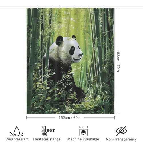 Rideau de douche panda 152x183 cm en polyester lavable - 4
