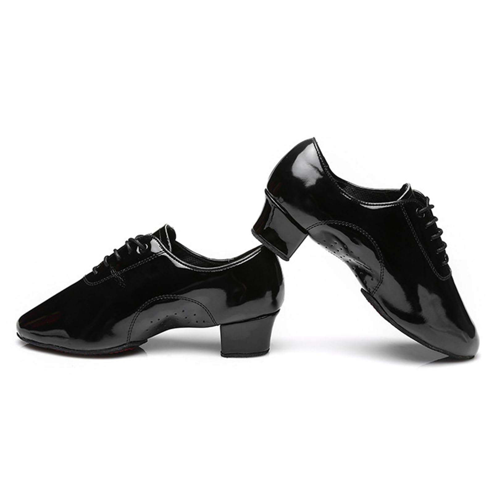 Scarpe da Ballo Latino Uomo Suola Divisa Interna Pelle Verniciata Tacco Basso Traspirante