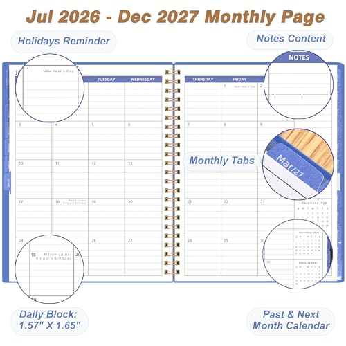 Agenda mensual 2026-2027 de 18 meses ideal para organizar teletrabajo y oficina 2