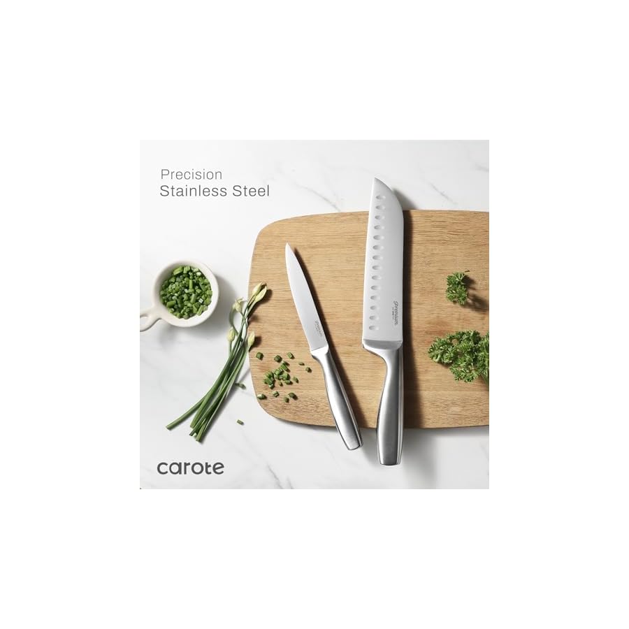CAROTE-12PCS-Knife-Set-Stainless-Steel-Kitchen-knife-Set-with-Wooden-Block-Dishwasher-Safe-Cutlery-Include-Chef-Knife-Bread-Knife-Utility-Knife-Paring-Knife CAROTE 12PCS Knife Set, Stainless Steel Kitchen knife Set with Wooden Block, Dishwasher Safe Cutlery, Include Chef Knife, Bread Knife, Utility Knife, Paring Knife