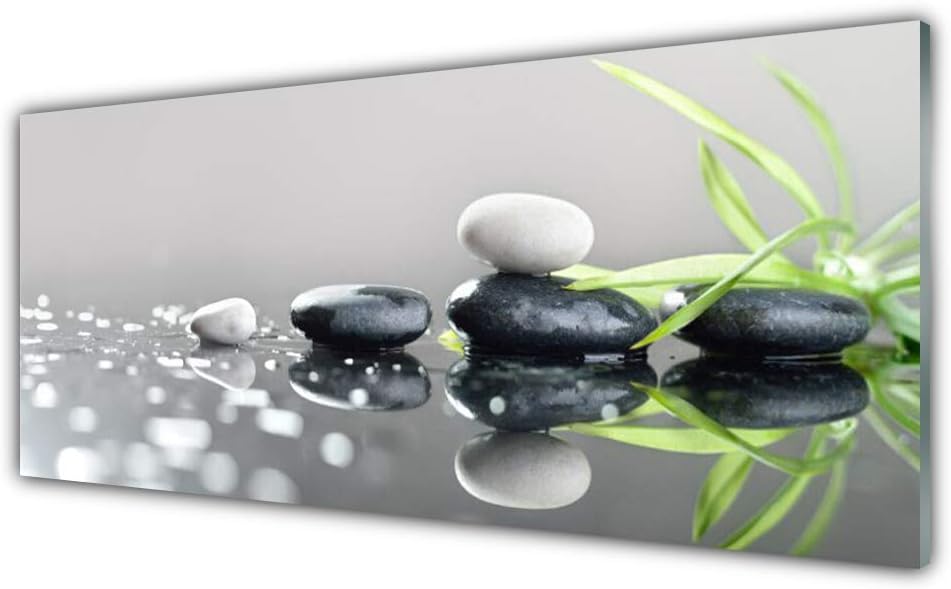 Tulup Glass Print Wall Art 125x50cm Image printed on Glass Decorative Wall Picture Tempered Safety Glass Kitchen & Living Room - Stones Grass Art