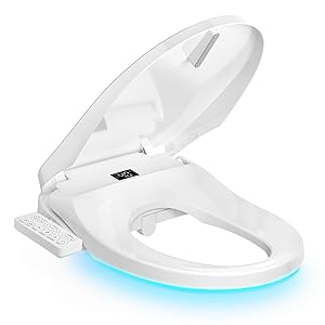 Bidet Toilet Seat Elongated, Electric Heated Toilet Seat for Rear and Feminine Washing, Comfort Heated Seat & Air Dryer, Silent Close Lid, Self-Clean Nozzle, Nightlight