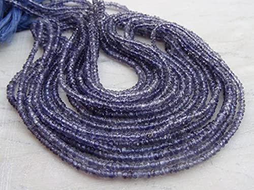 Iolite naturelle en lot de 10 rangs de perles rondelles facettées 2mm pour bijoux
