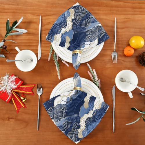 Servilletas de tela azul marino Sushi 20 x 20 pulgadas set 6 miniatura 4