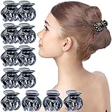 RC ROCHE ORNAMENT 12 Pcs Womens Octopus Claws Jaw Pumpkin Hair Clips Interlocking Teeth Strong Hold No Slip Grip Quality Clutcher Clamp Classic Beauty Fashion Accessory, Small Black