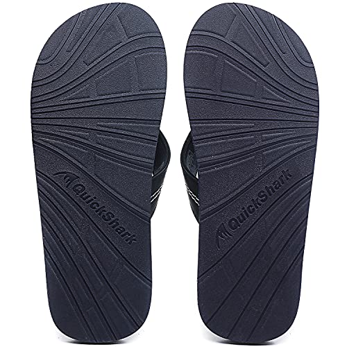 Image of Quickshark Mens Flip Flops Leather Thong Sandals Arch Support Beach Slippers
