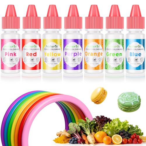 Image of Natural Food Coloring 7x12ml FD&C Dye Free for Baking,Cake&Frosting Fondant