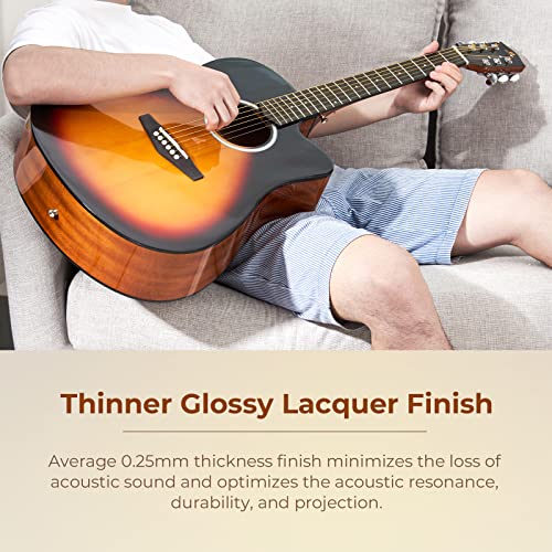 39 Inch Full Size Green Electric Guitar Beginner Kit With Full Size Dreadnought Cutaway Sunburst Acoustic Guitar #TOP7