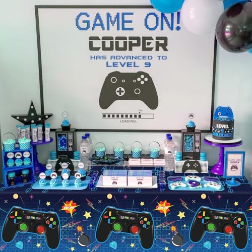 4 Pack Video Game Tablecloth Video Game Birthday Decoration Gaming Birthday Party Supplies 86” x 51” Rectangle Plastic Game party Table Cover for Kids Boys Girls Video Game Party Decorations Favors - Image 6