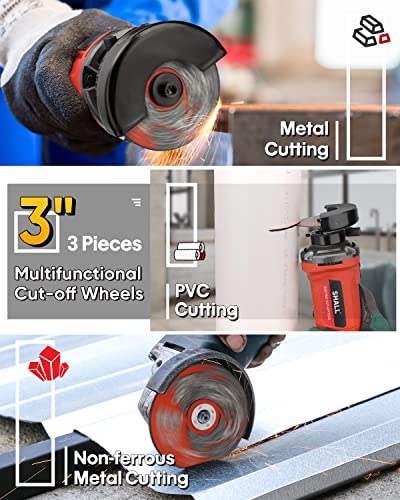 Shall SH111009AE 3 Inch High-Speed Cut Off Tool, 3.5 Amp Metal Cutter Tool With 3Pcs Multifunctional Cutoff Wheels, 24000Rpm Electricl Metal Cutting Tools For Steel thumb #4