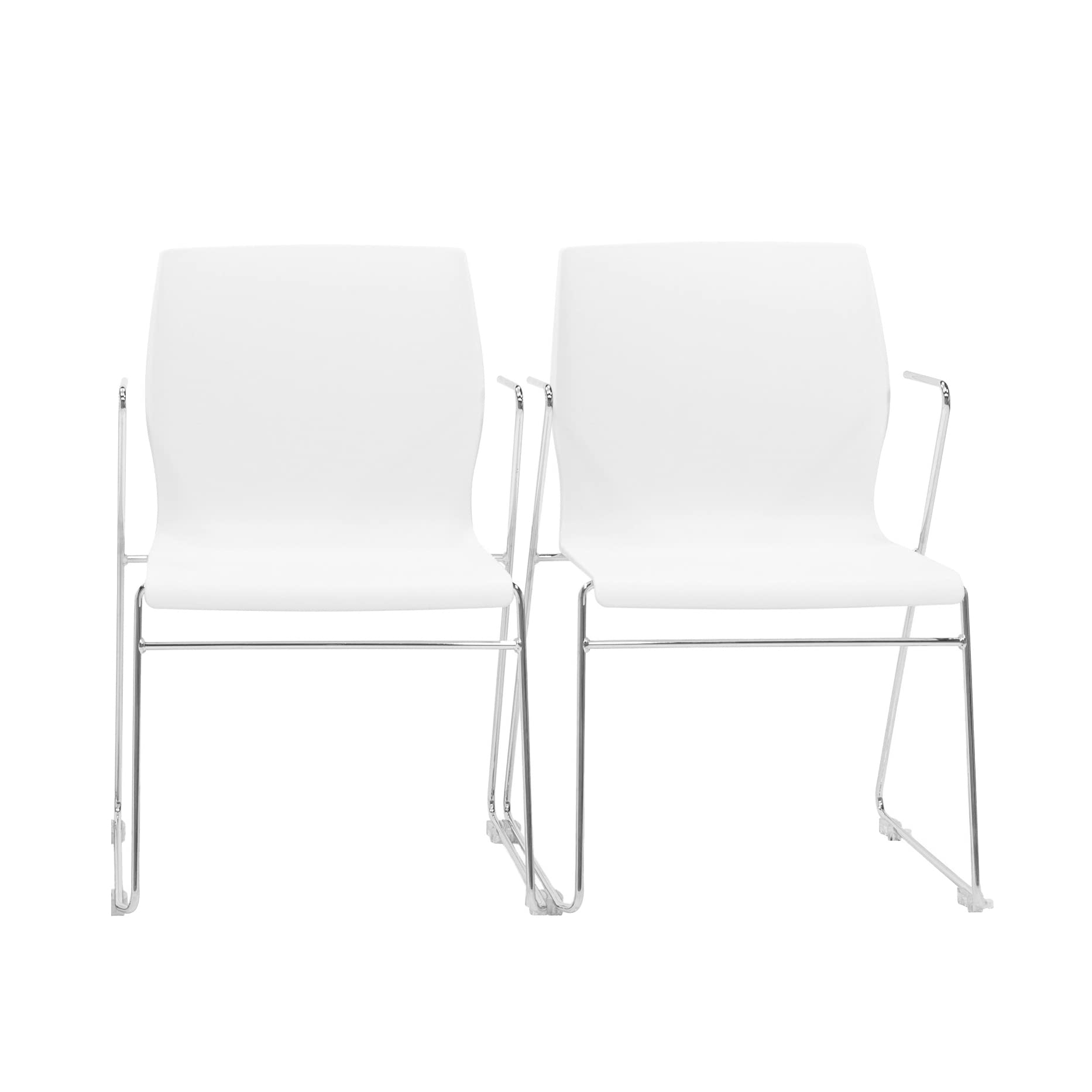 Eurotech Faze Stackable Guest Chairs, with Arms, Set of 2, White