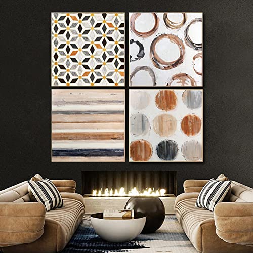 Affiche toile abstrait minimalisme cercle ligne art 80x80cm de salon
